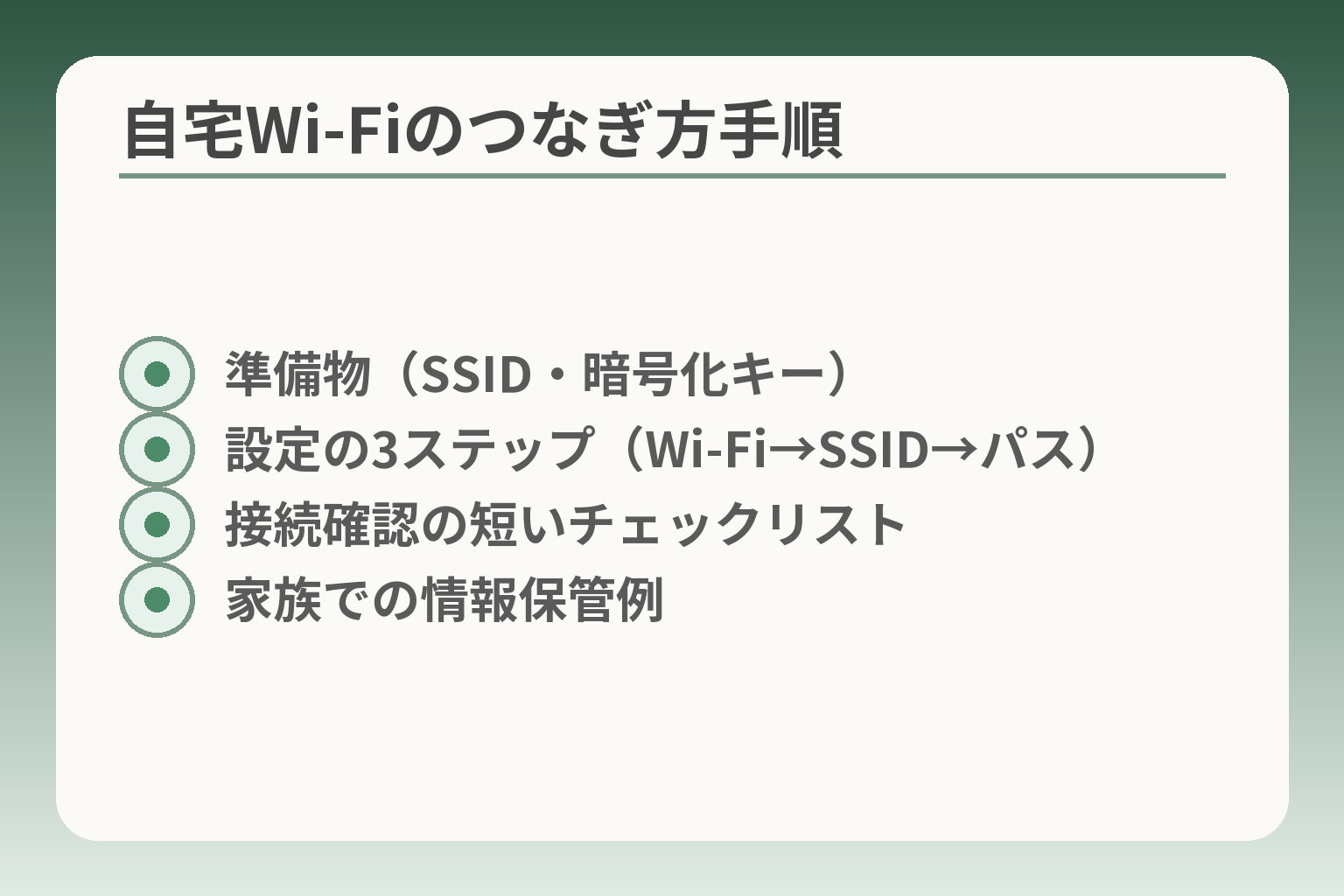 自宅Wi‑Fiのつなぎ方手順