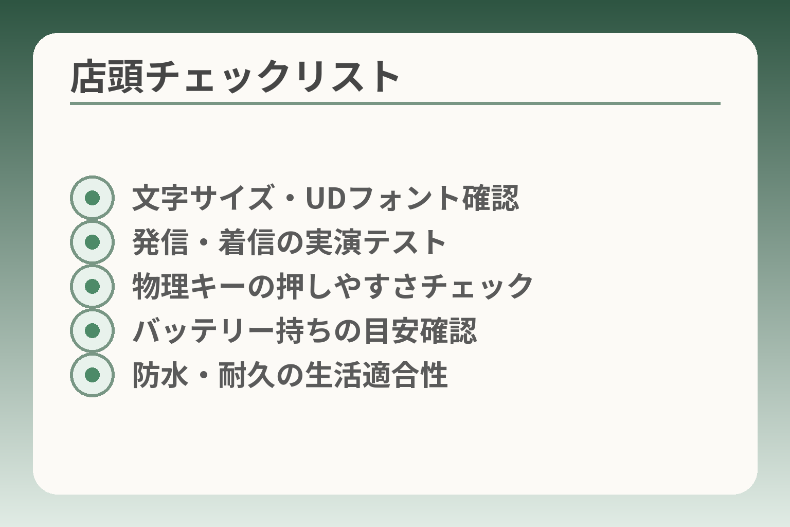 店頭チェックリスト