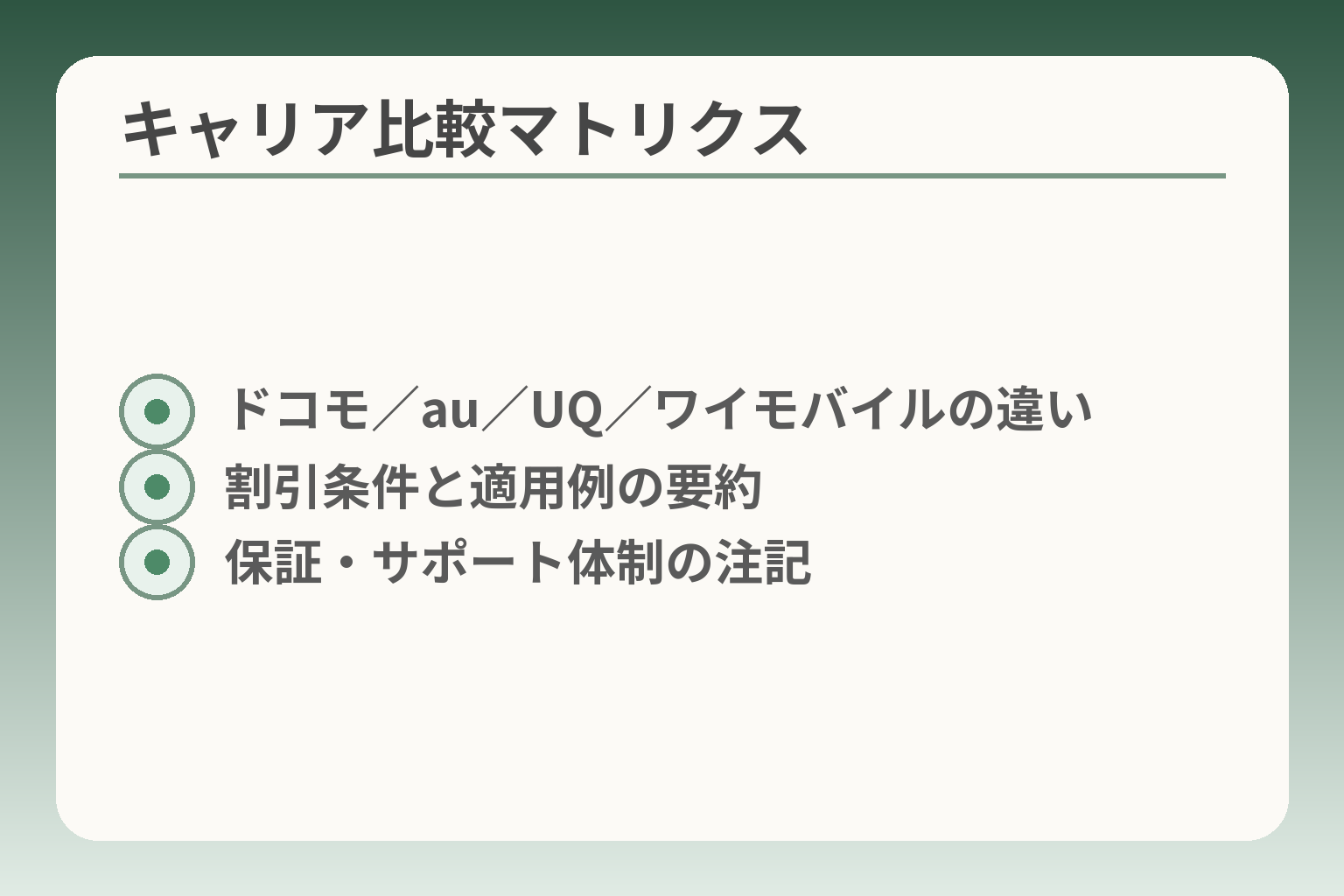 キャリア比較マトリクス