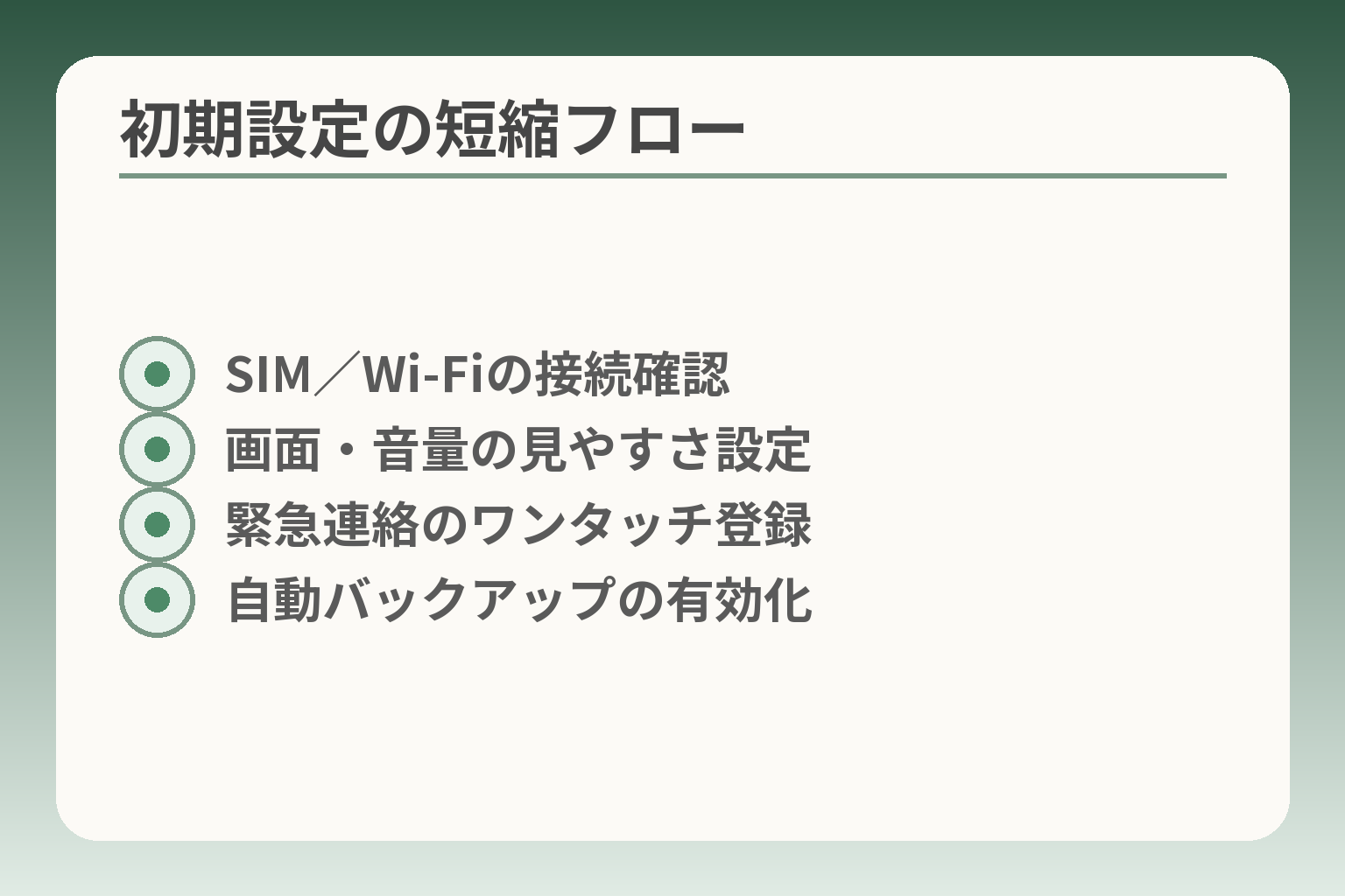 初期設定の短縮フロー