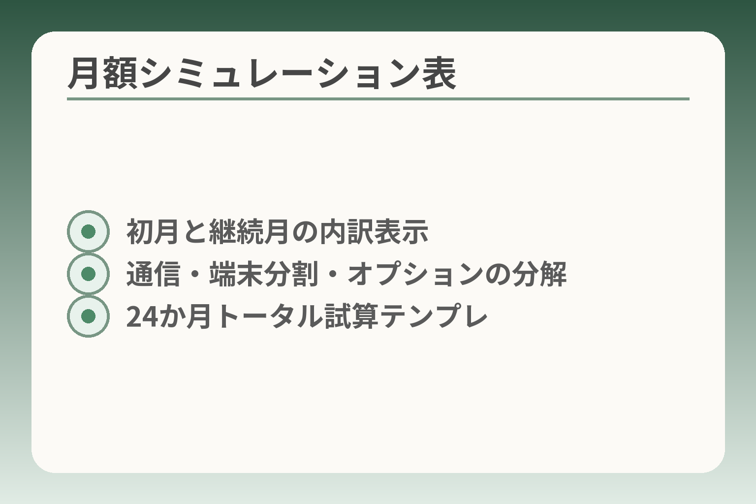 月額シミュレーション表