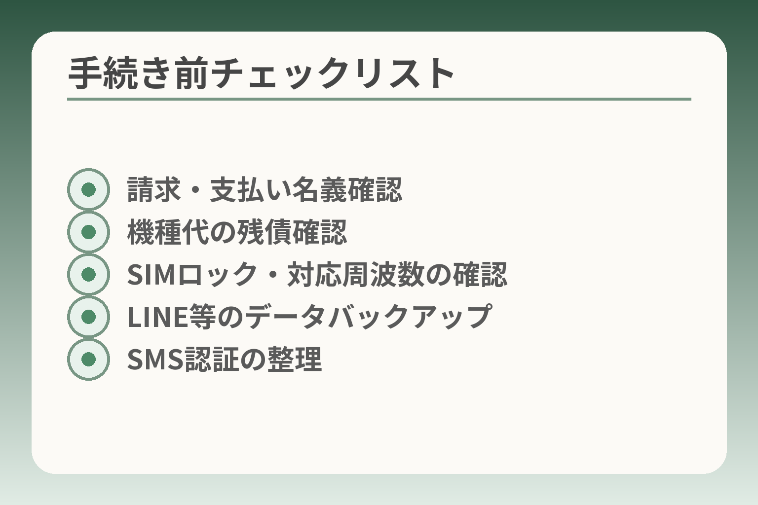 手続き前チェックリスト