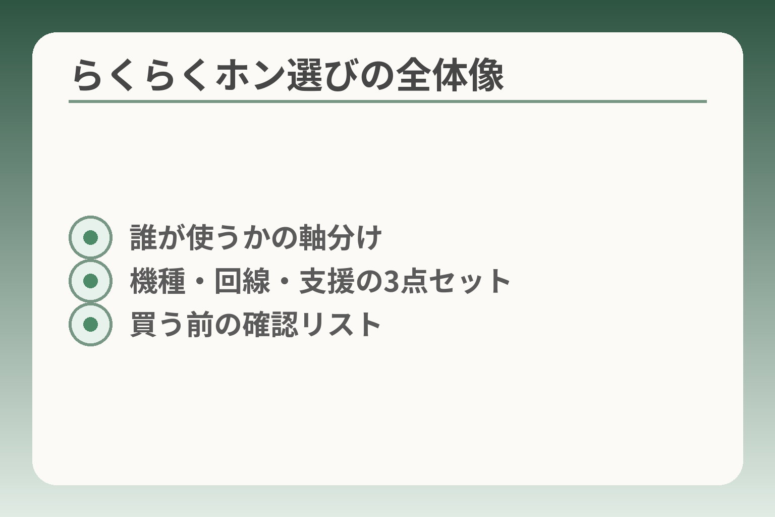 らくらくホン選びの全体像