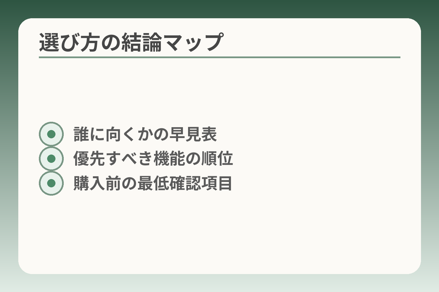 選び方の結論マップ