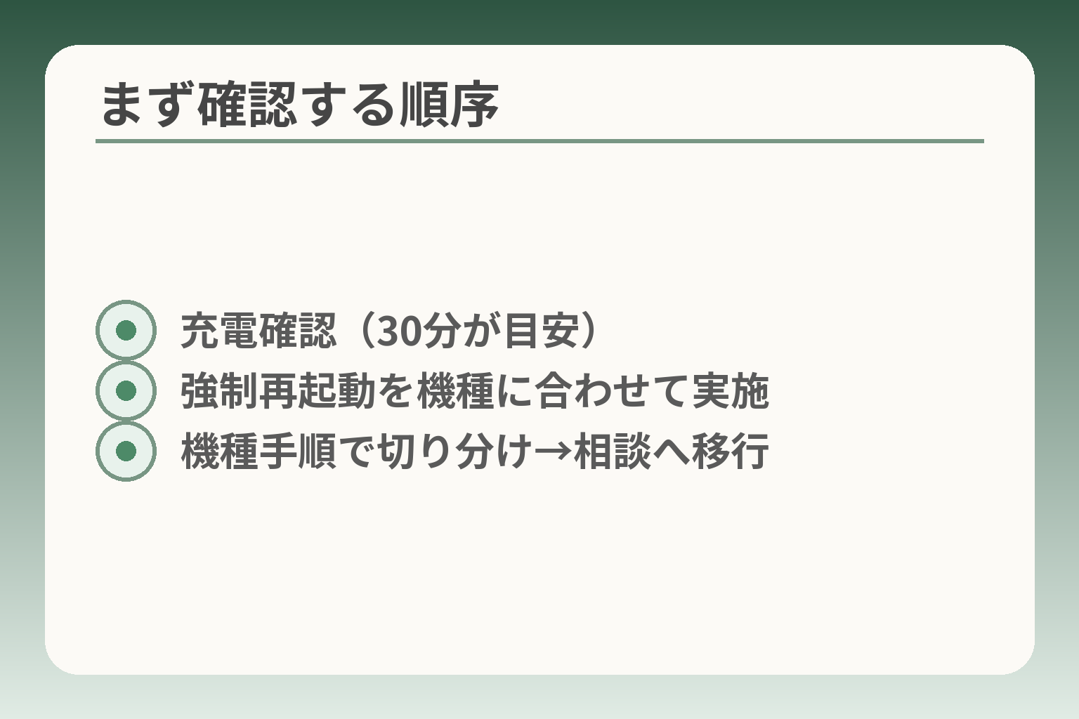 まず確認する順序