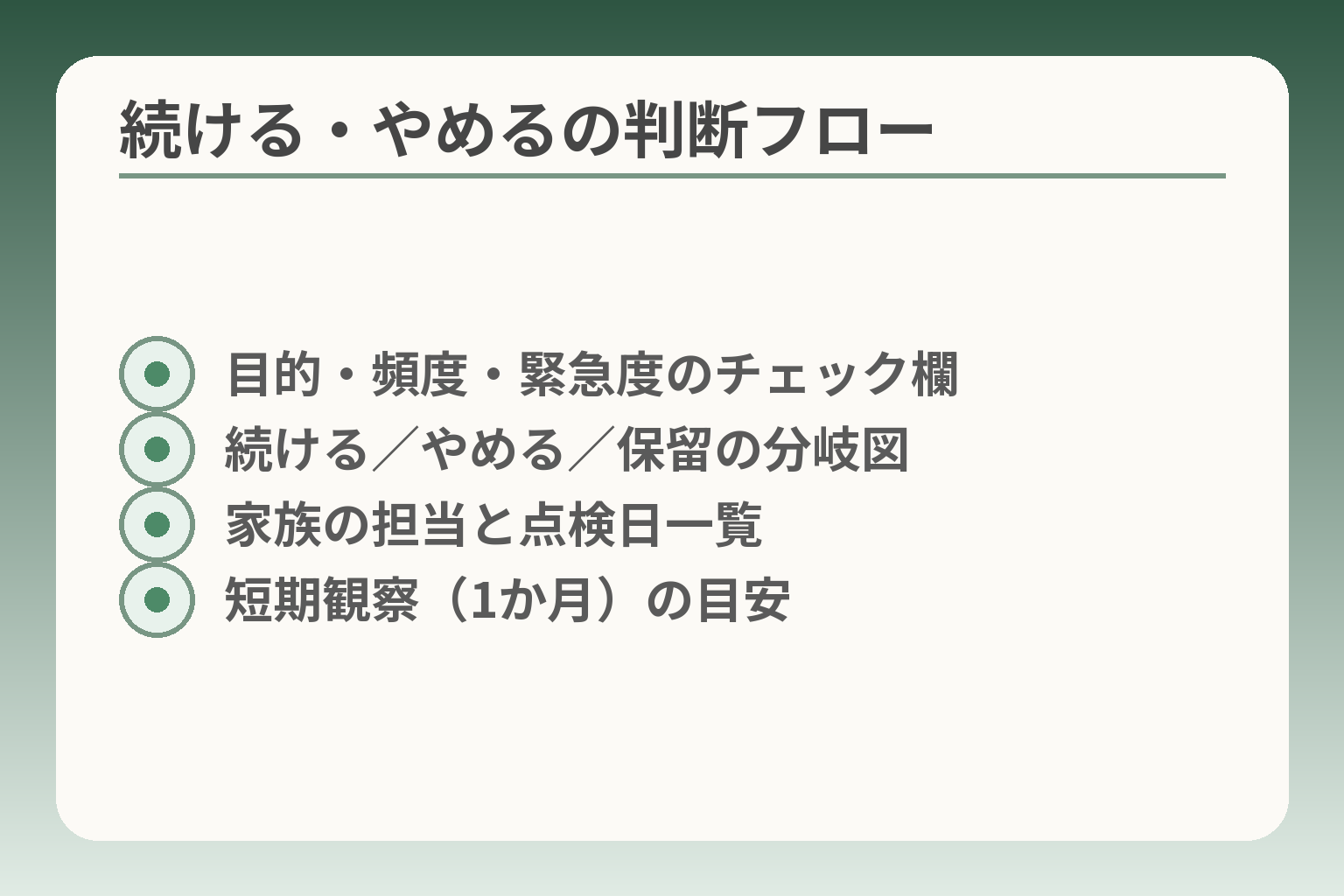 続ける・やめるの判断フロー