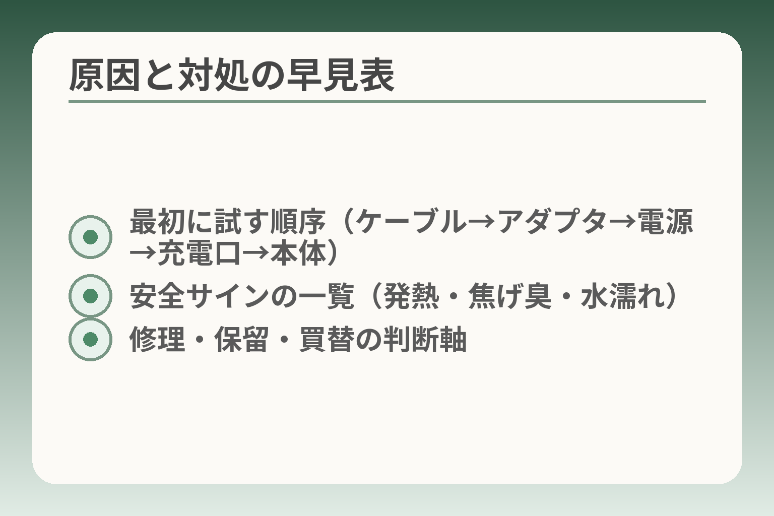 原因と対処の早見表