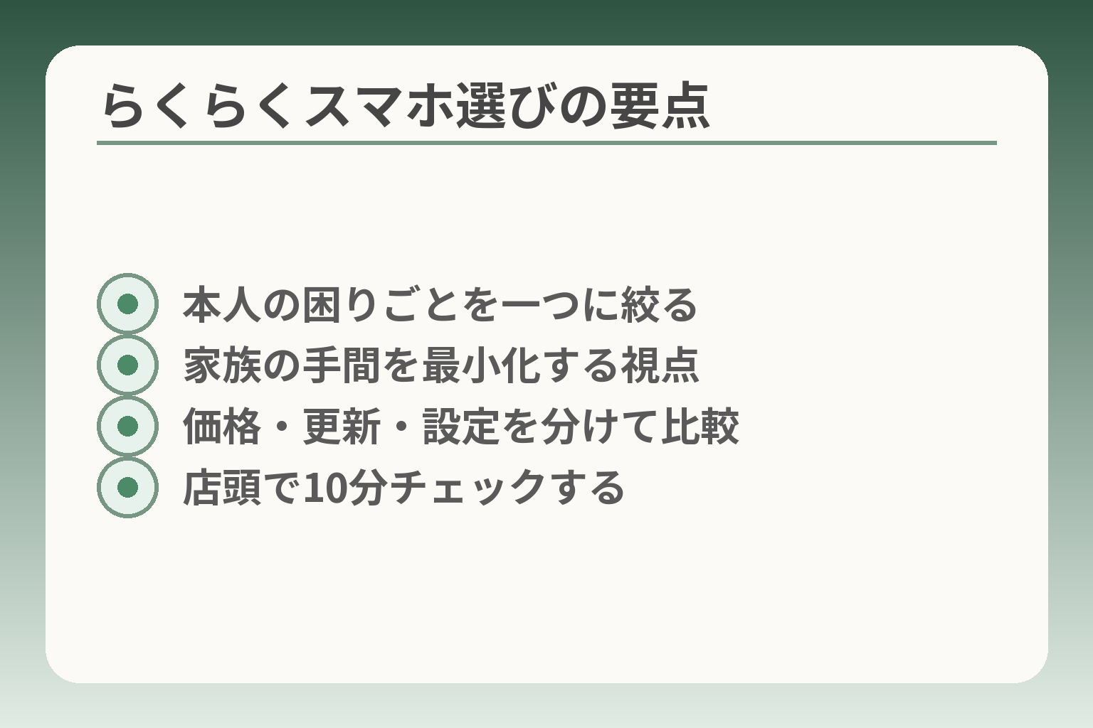 らくらくスマホ選びの要点