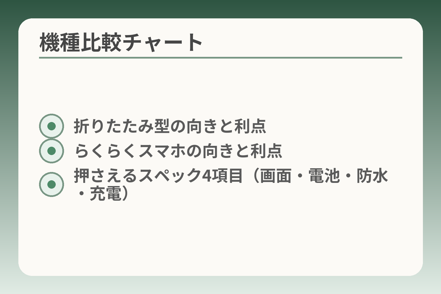 機種比較チャート