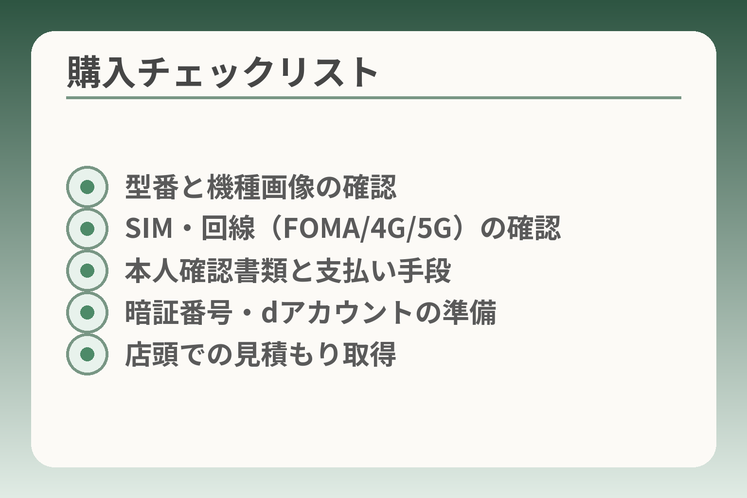 購入チェックリスト