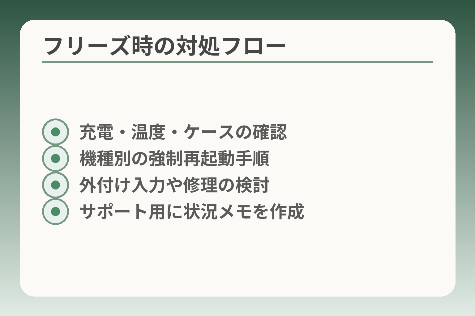 フリーズ時の対処フロー