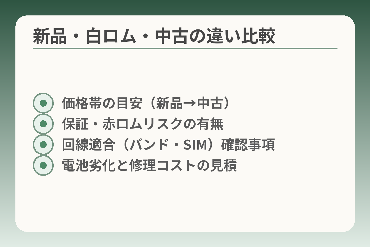 新品・白ロム・中古の違い比較