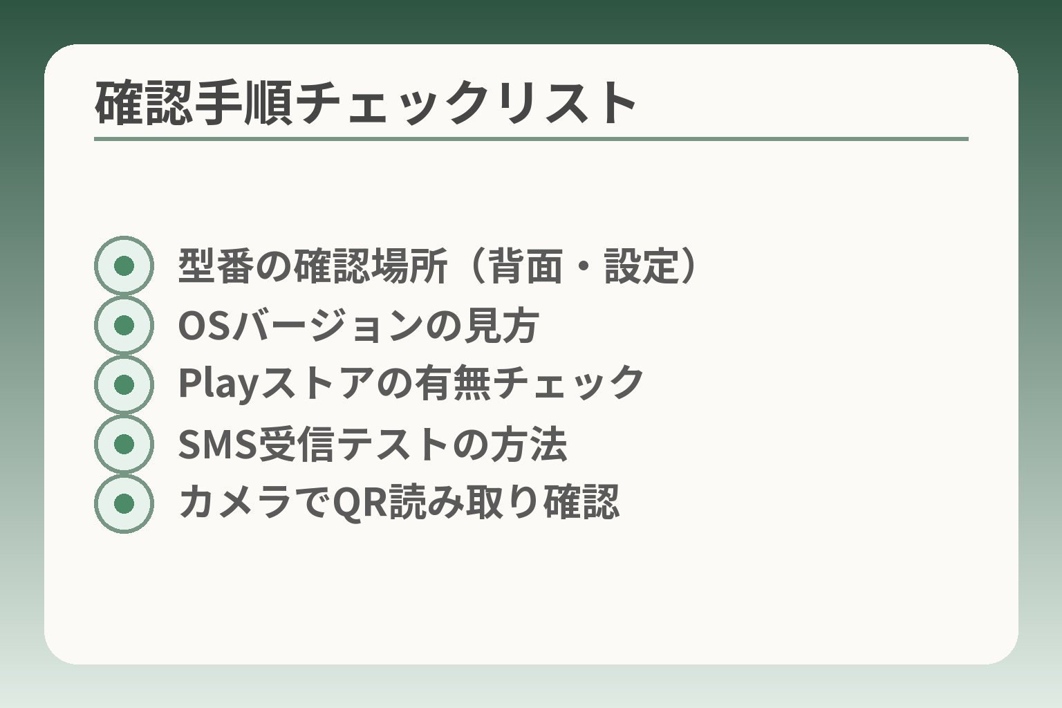 確認手順チェックリスト