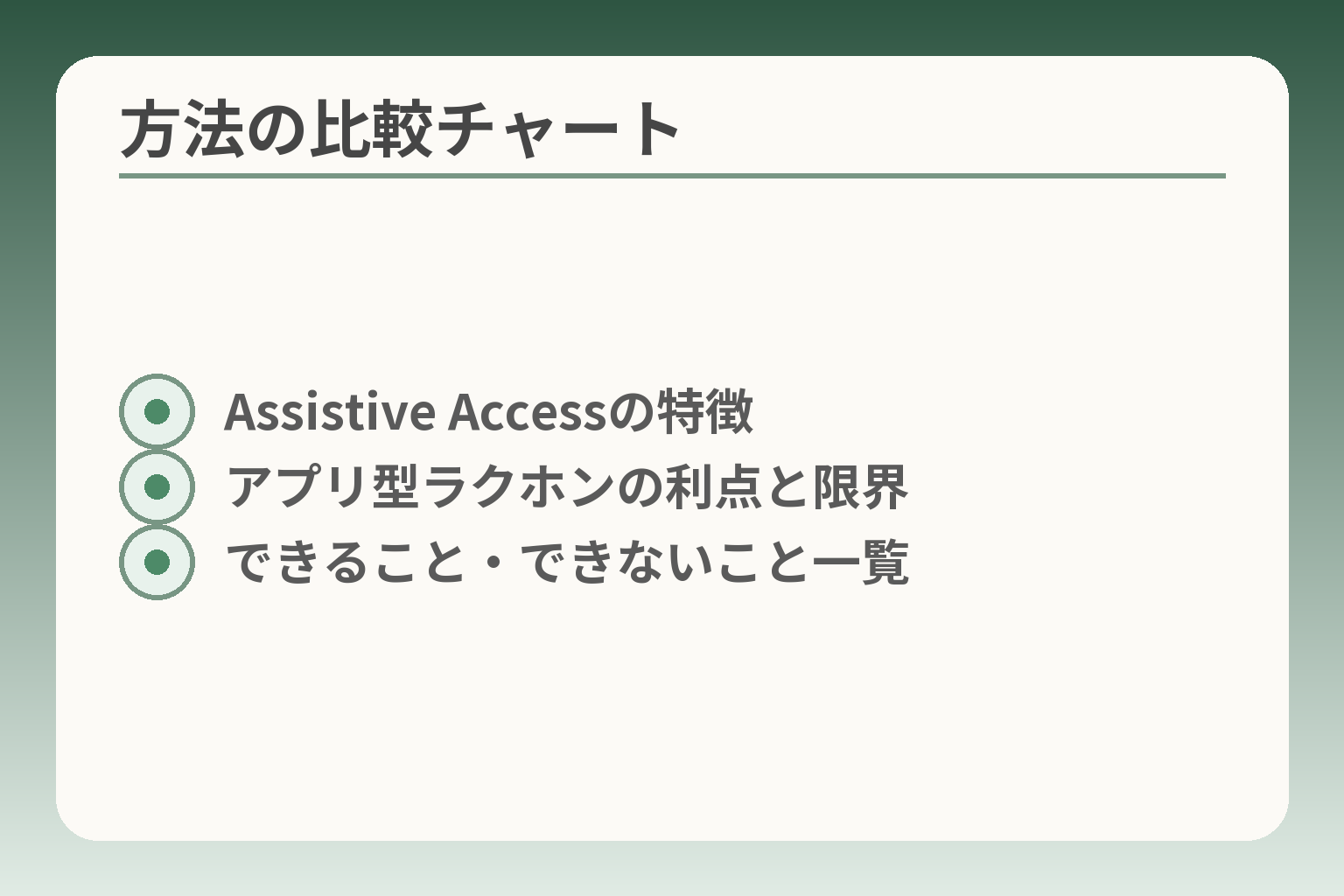 方法の比較チャート