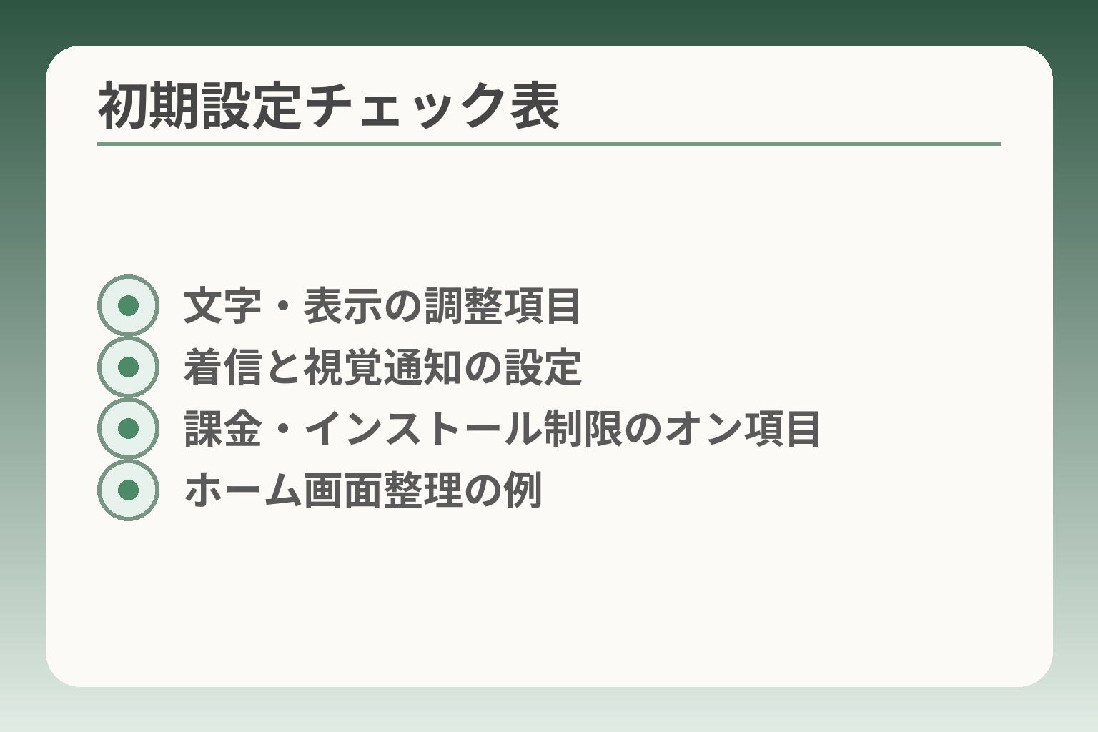 初期設定チェック表
