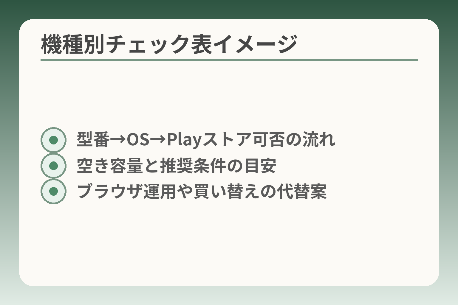 機種別チェック表イメージ