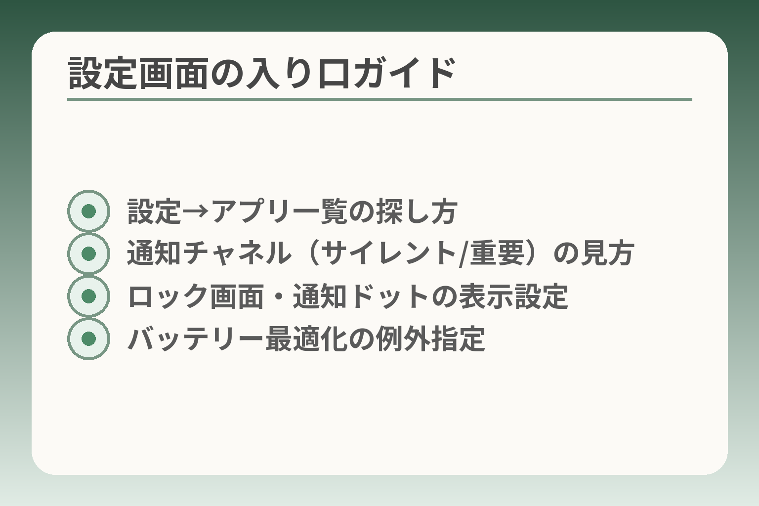 設定画面の入り口ガイド