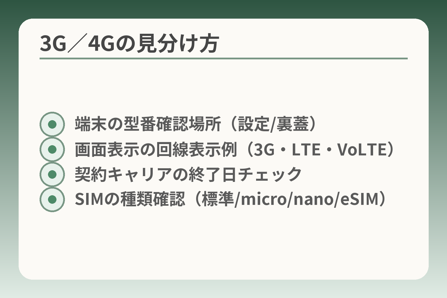 3G／4Gの見分け方