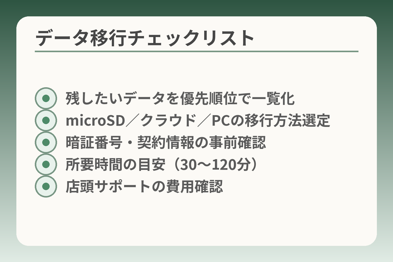 データ移行チェックリスト
