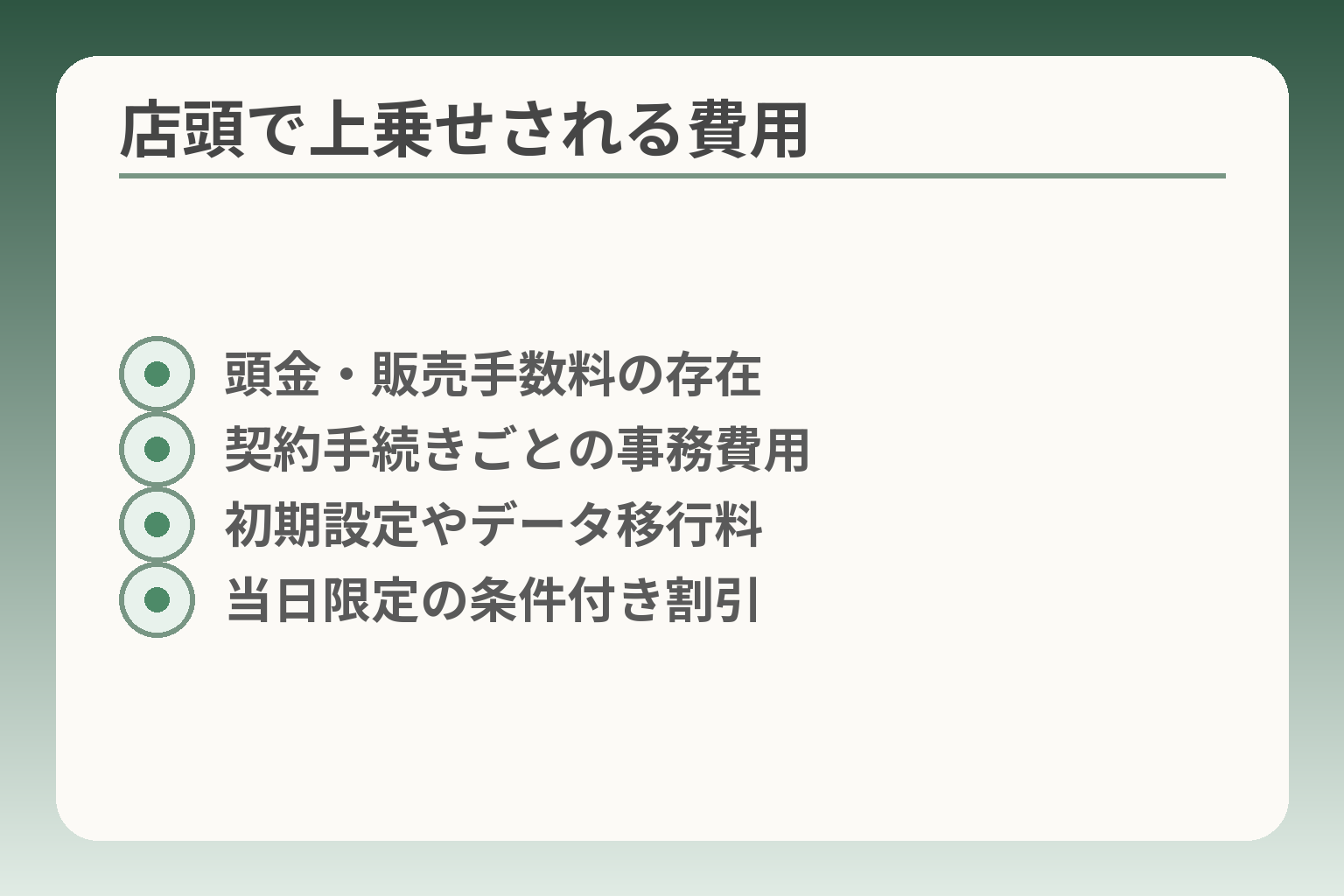 店頭で上乗せされる費用