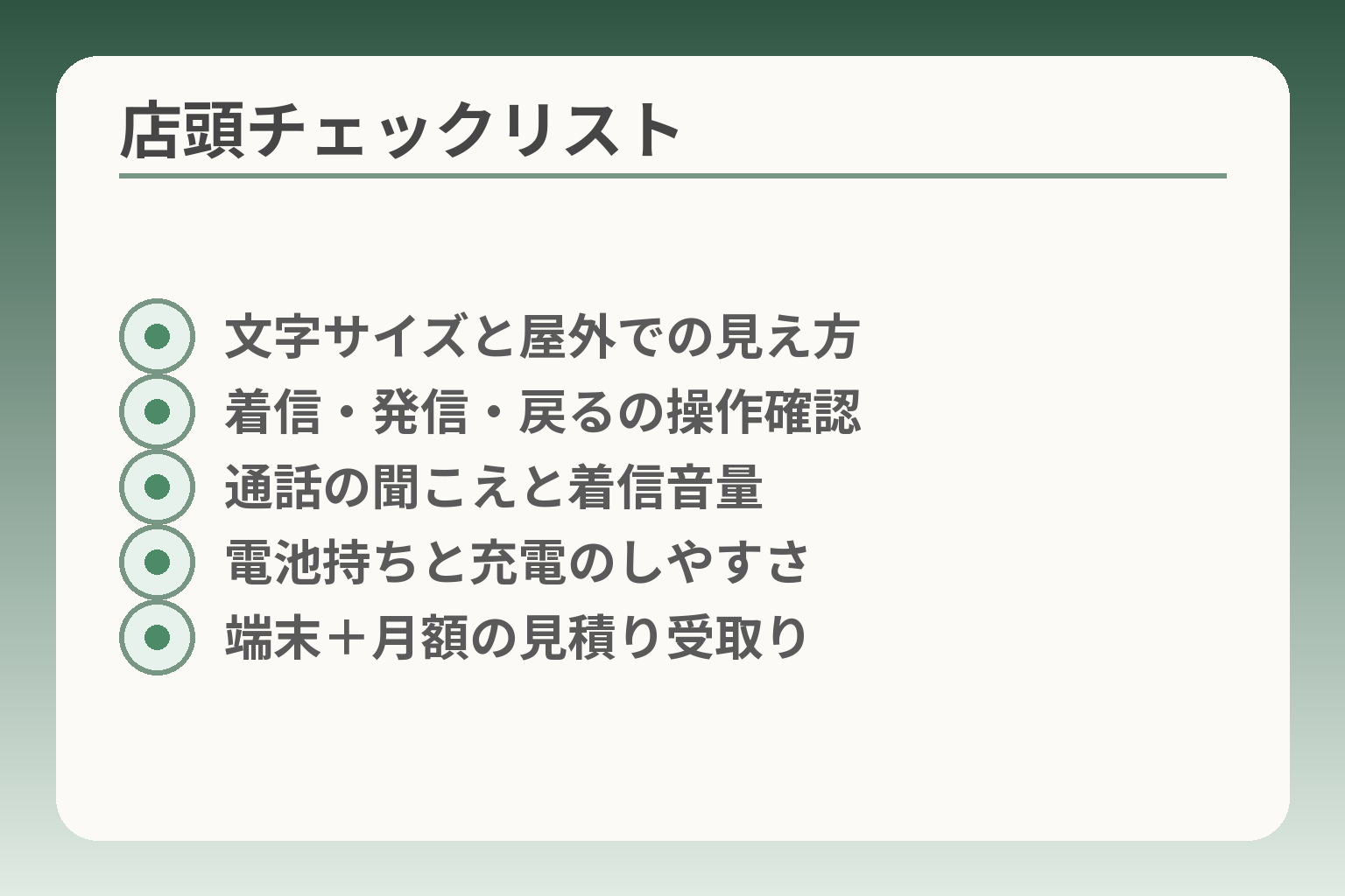 店頭チェックリスト