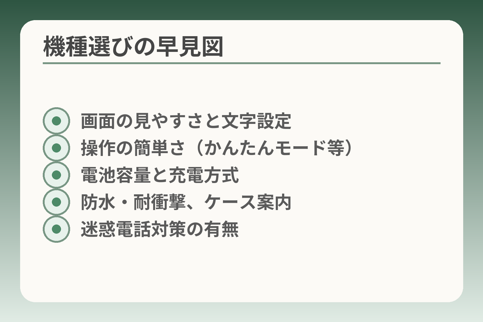 機種選びの早見図