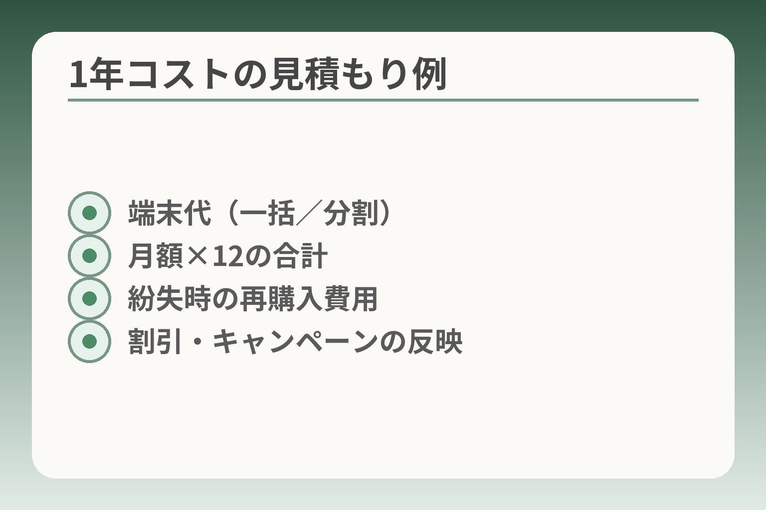1年コストの見積もり例