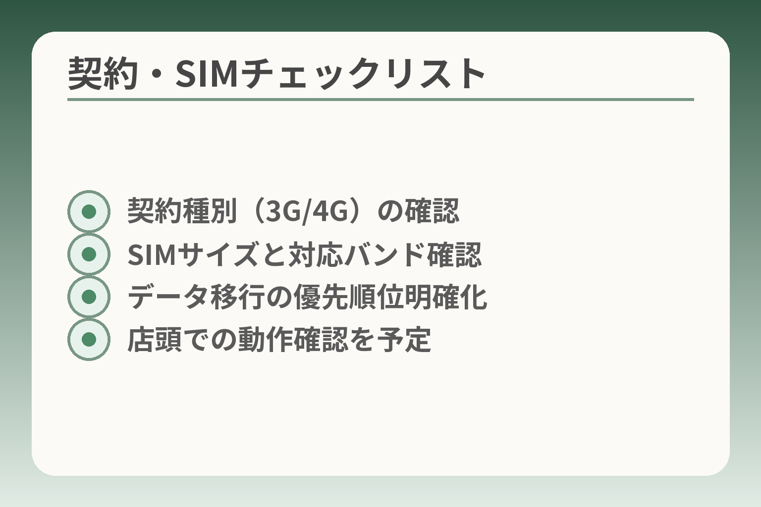 契約・SIMチェックリスト