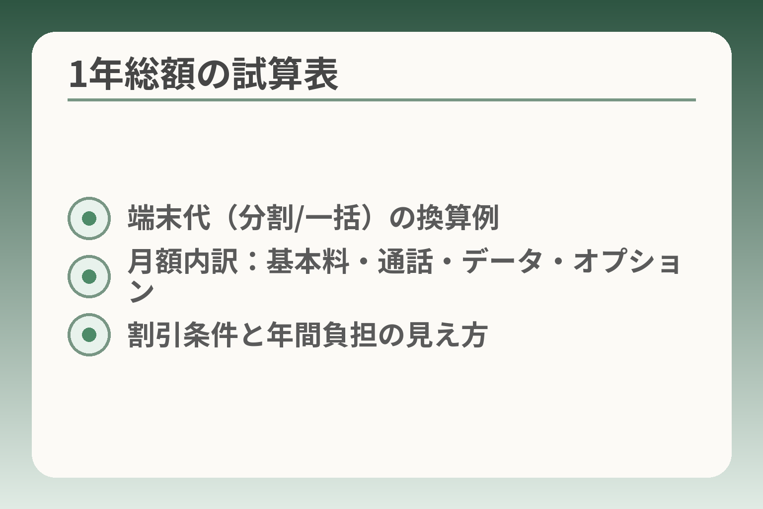 1年総額の試算表