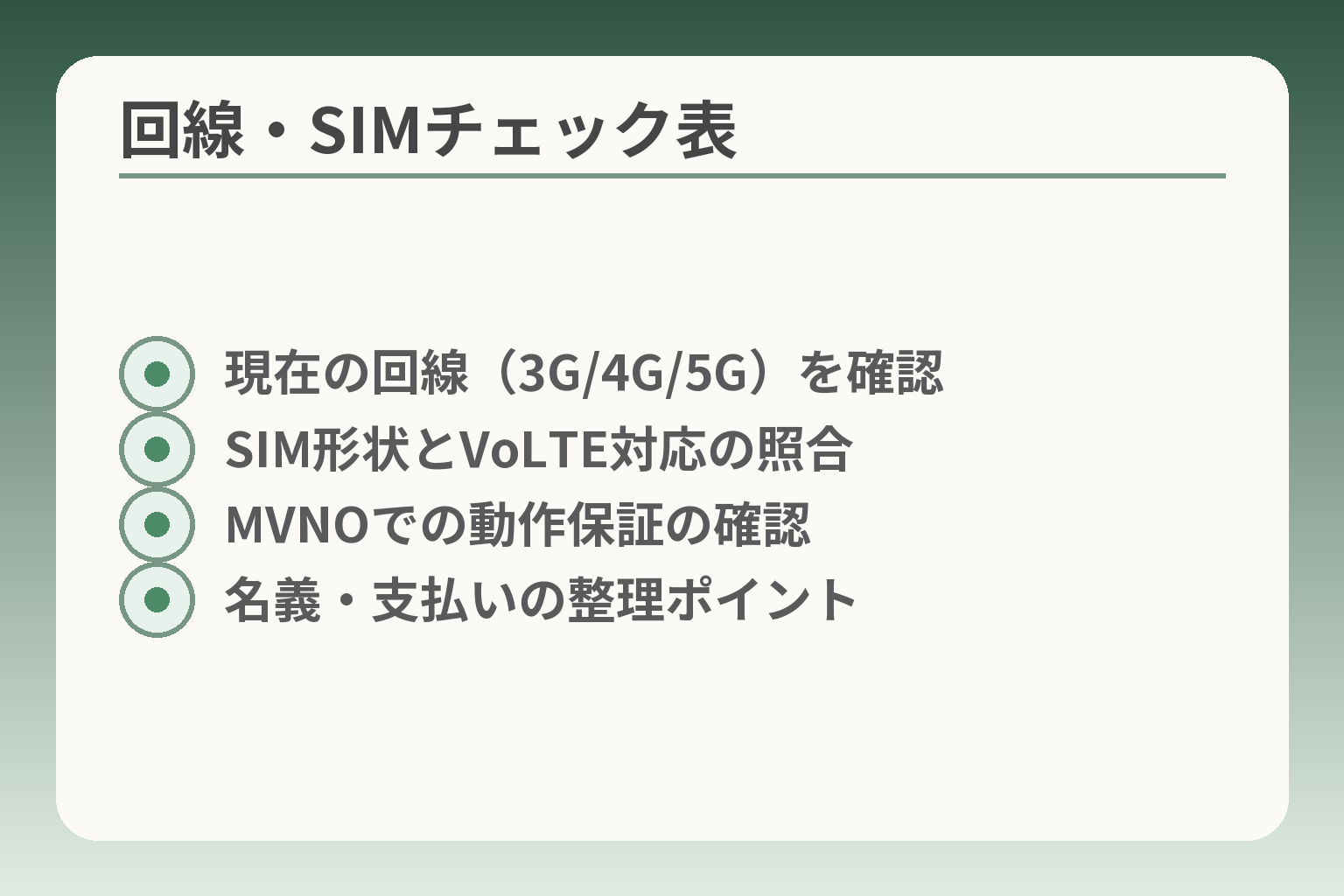 回線・SIMチェック表