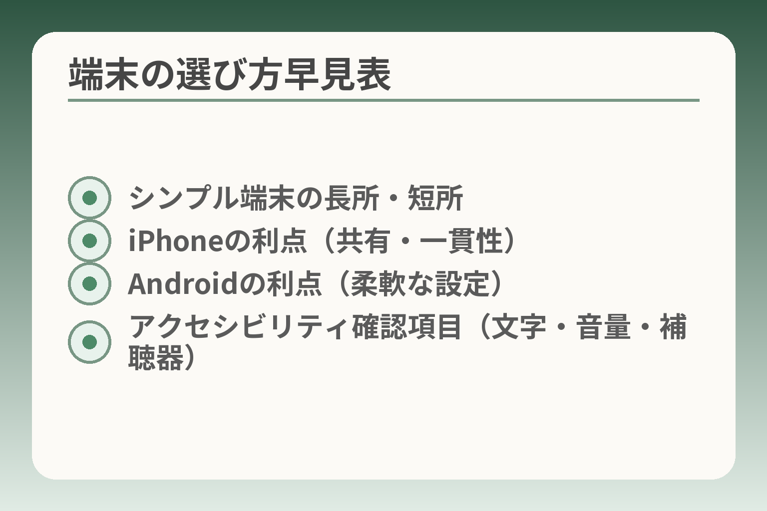 端末の選び方早見表
