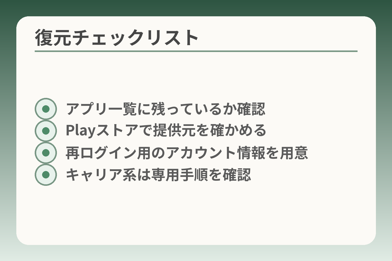 復元チェックリスト