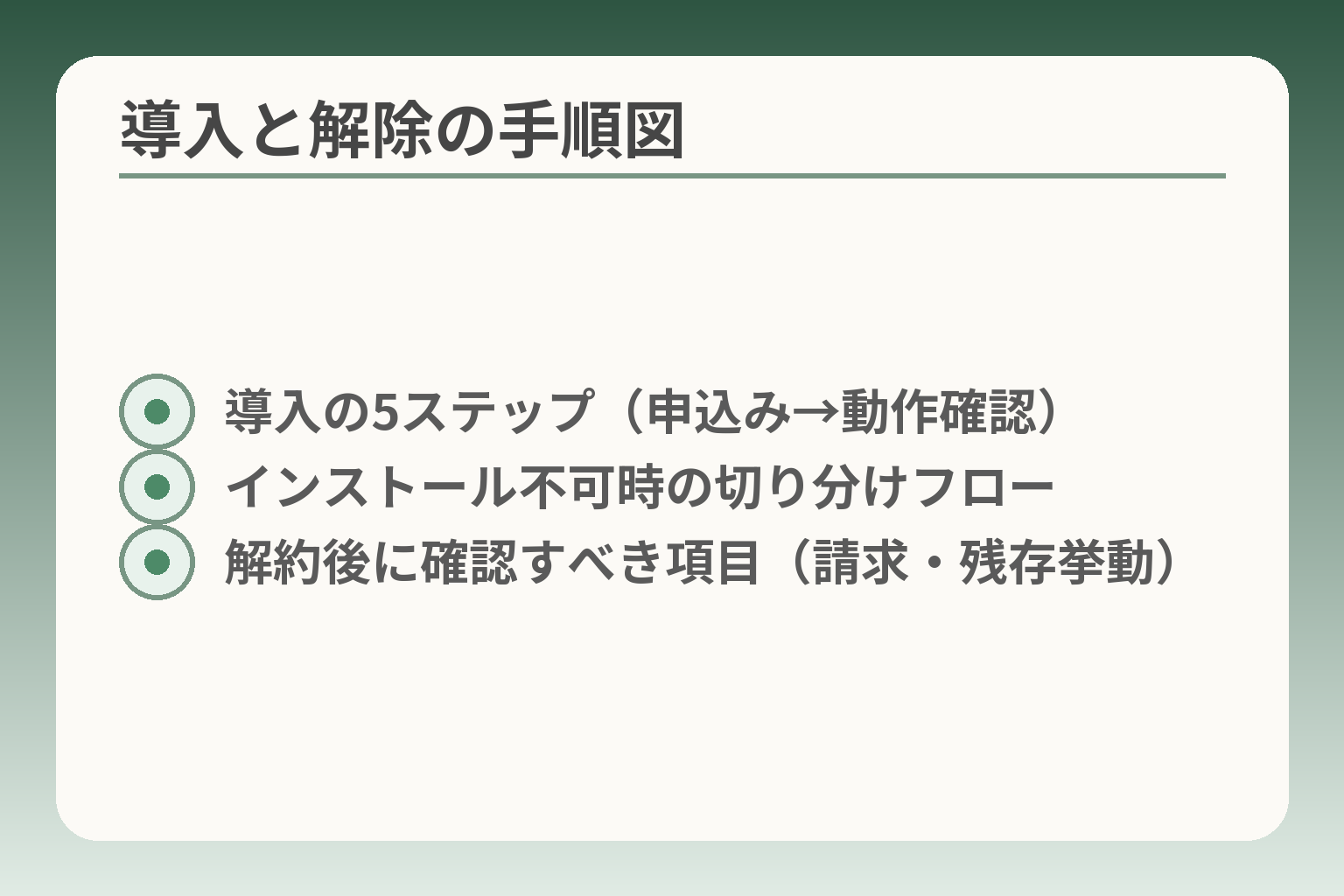 導入と解除の手順図