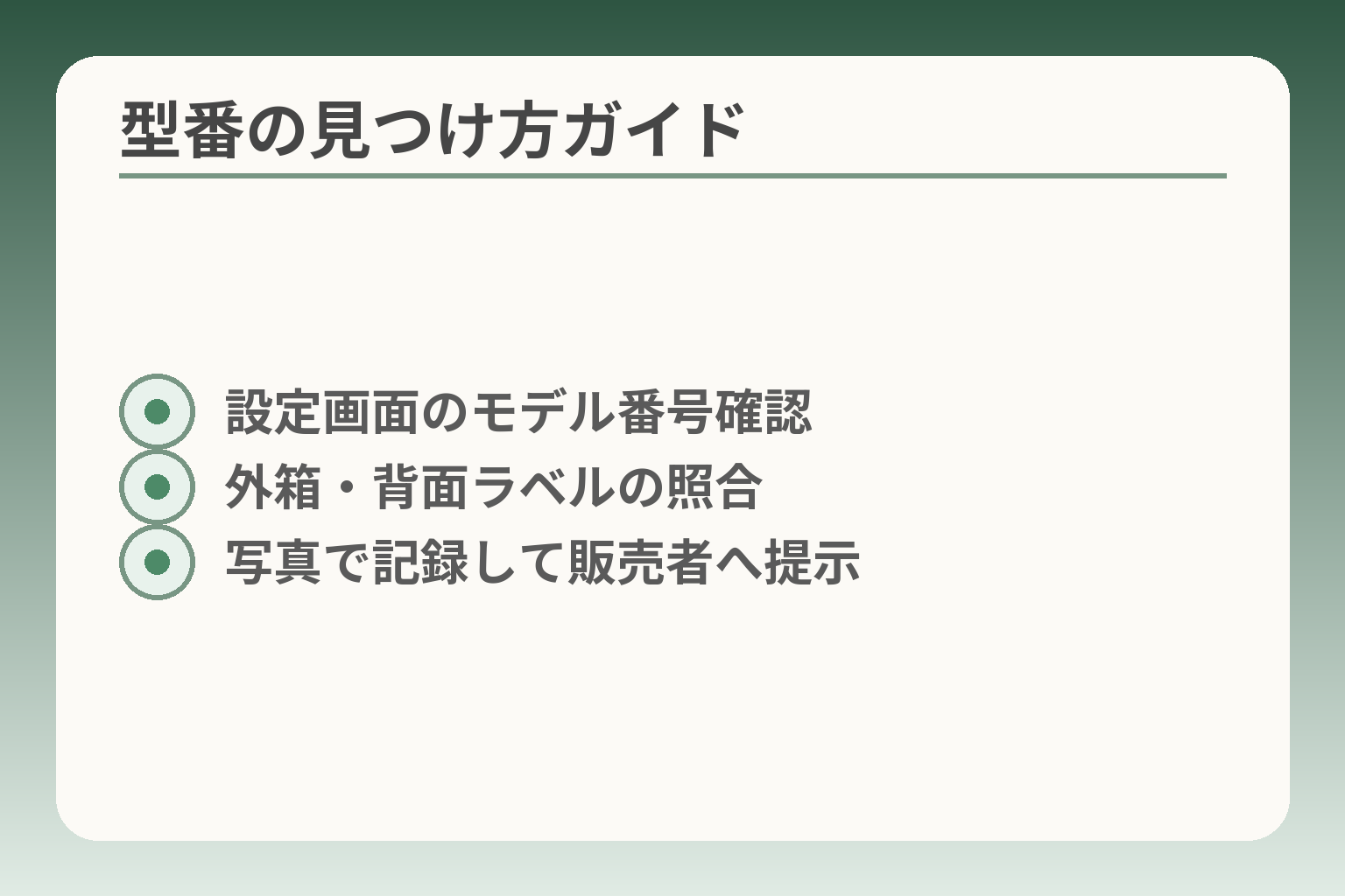 型番の見つけ方ガイド