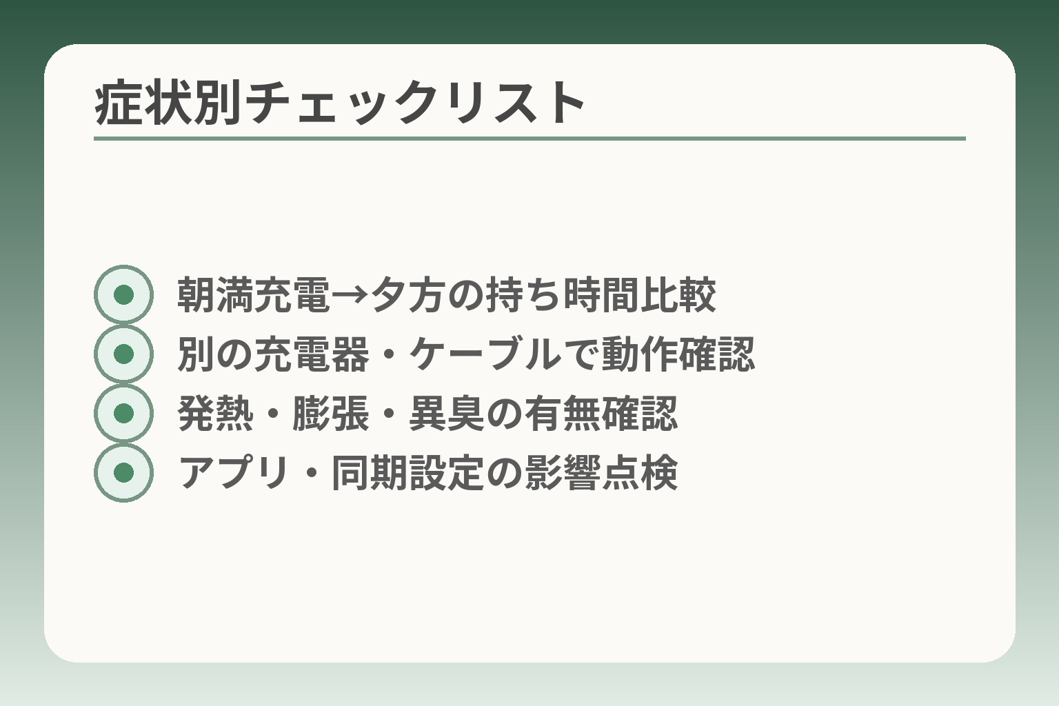 症状別チェックリスト