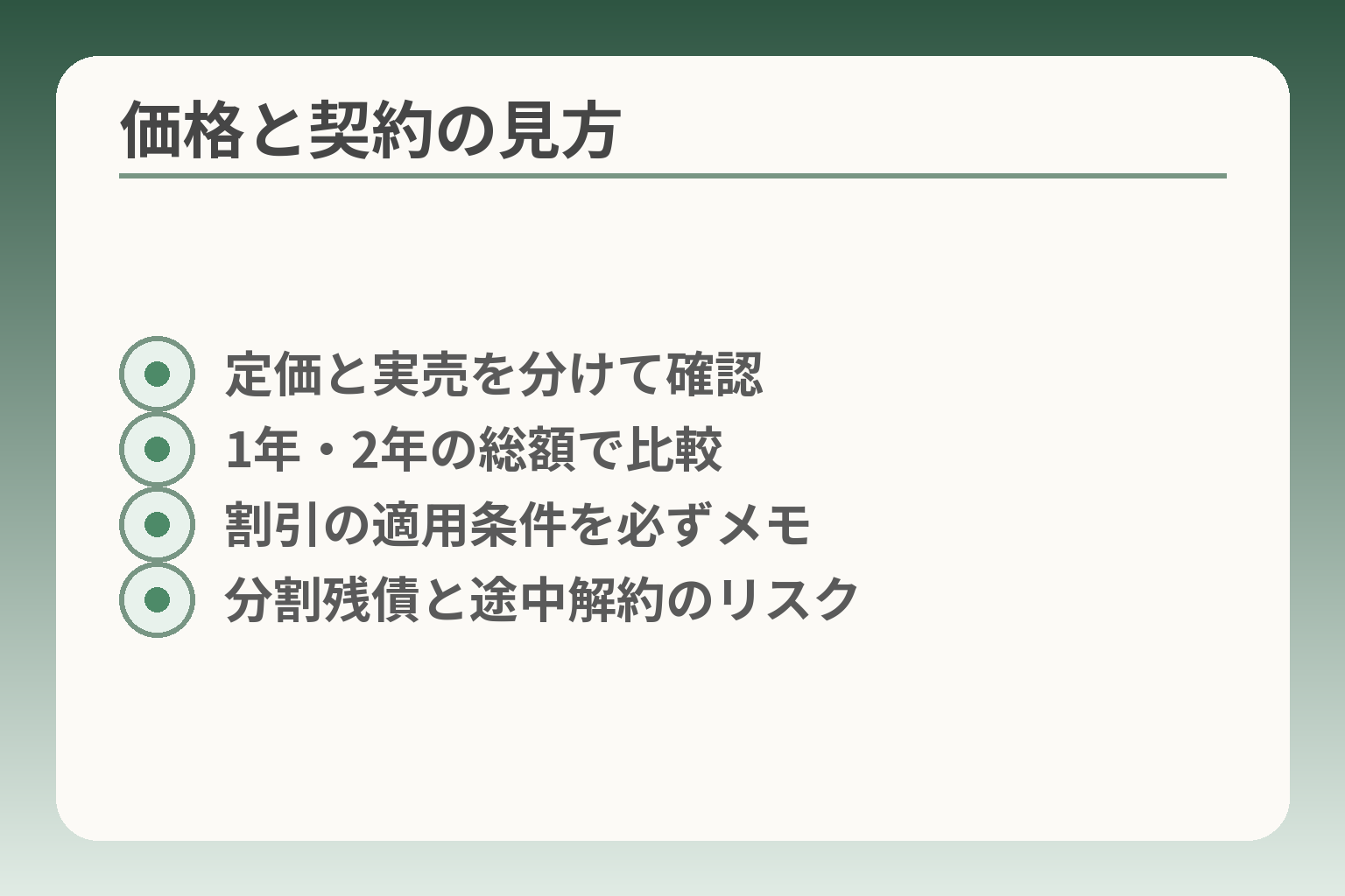 価格と契約の見方