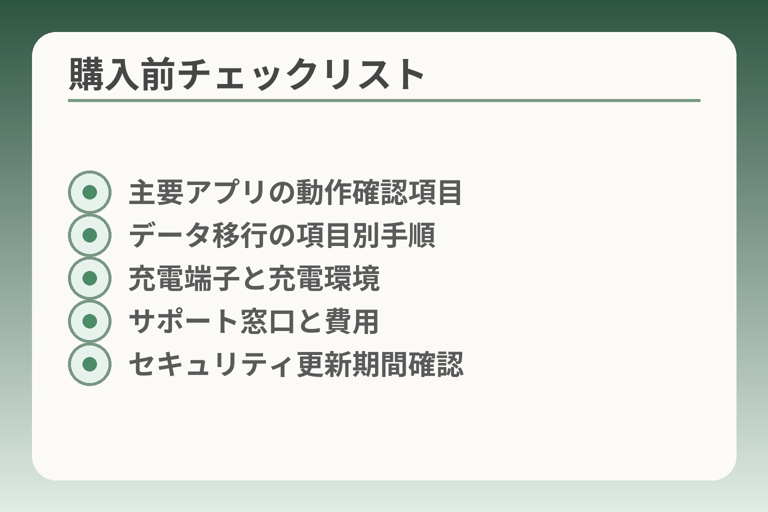 購入前チェックリスト