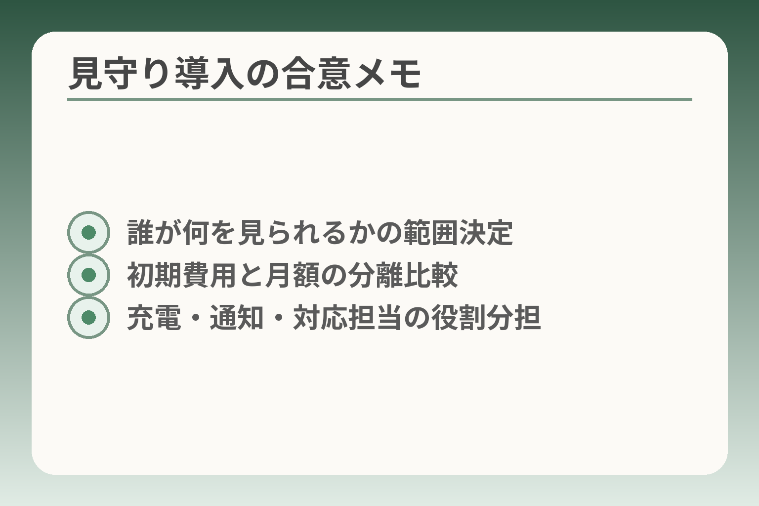 見守り導入の合意メモ