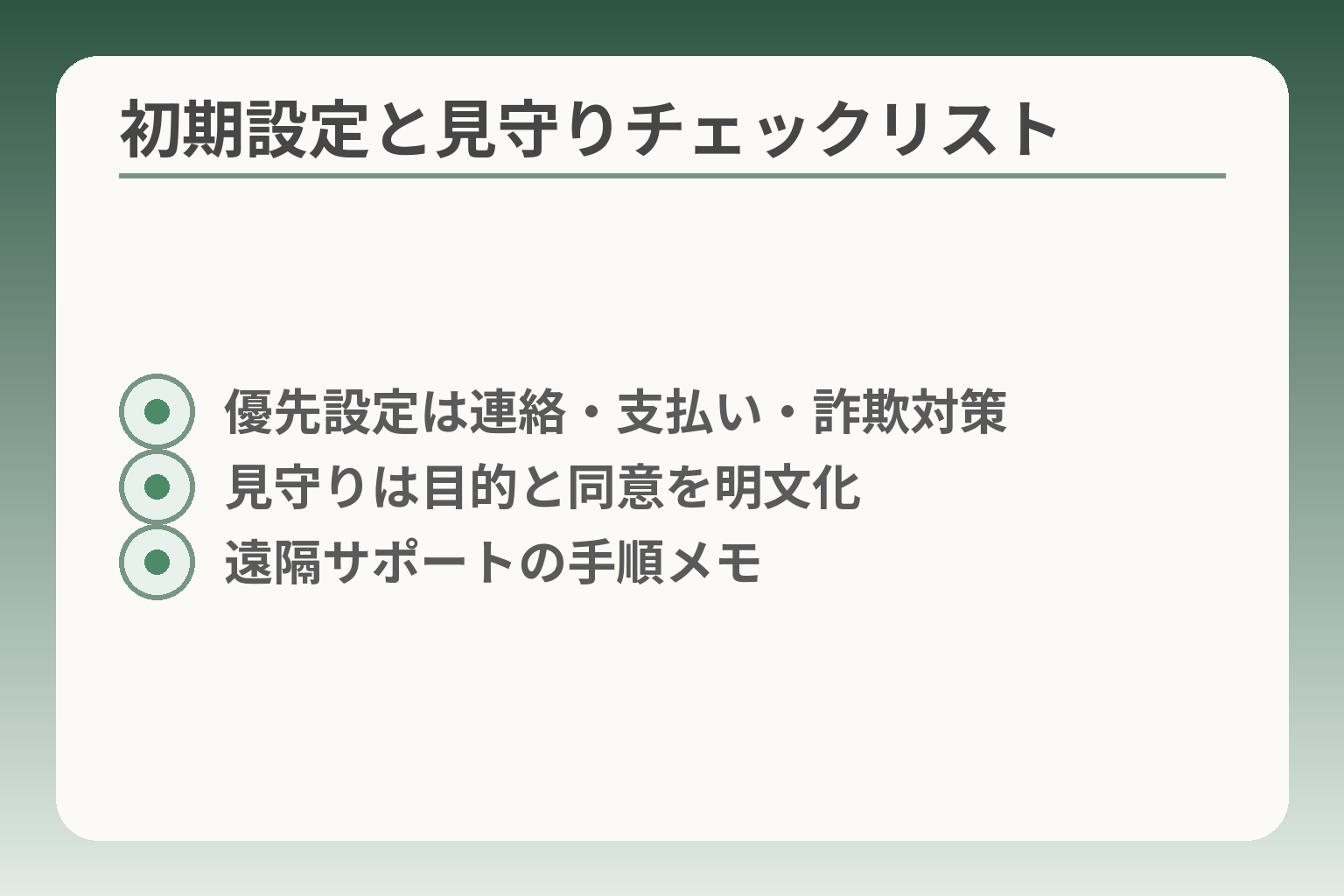 初期設定と見守りチェックリスト