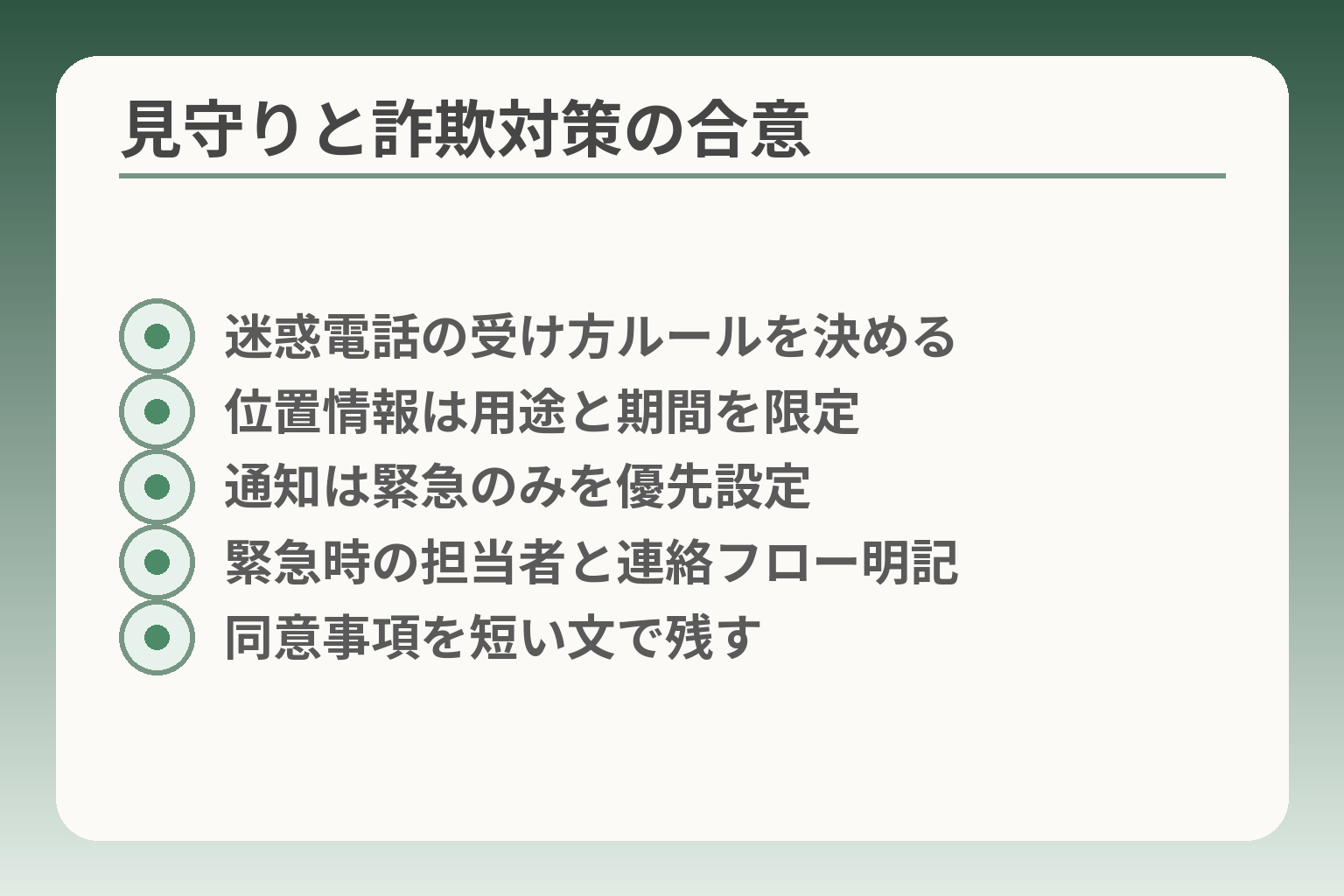 見守りと詐欺対策の合意