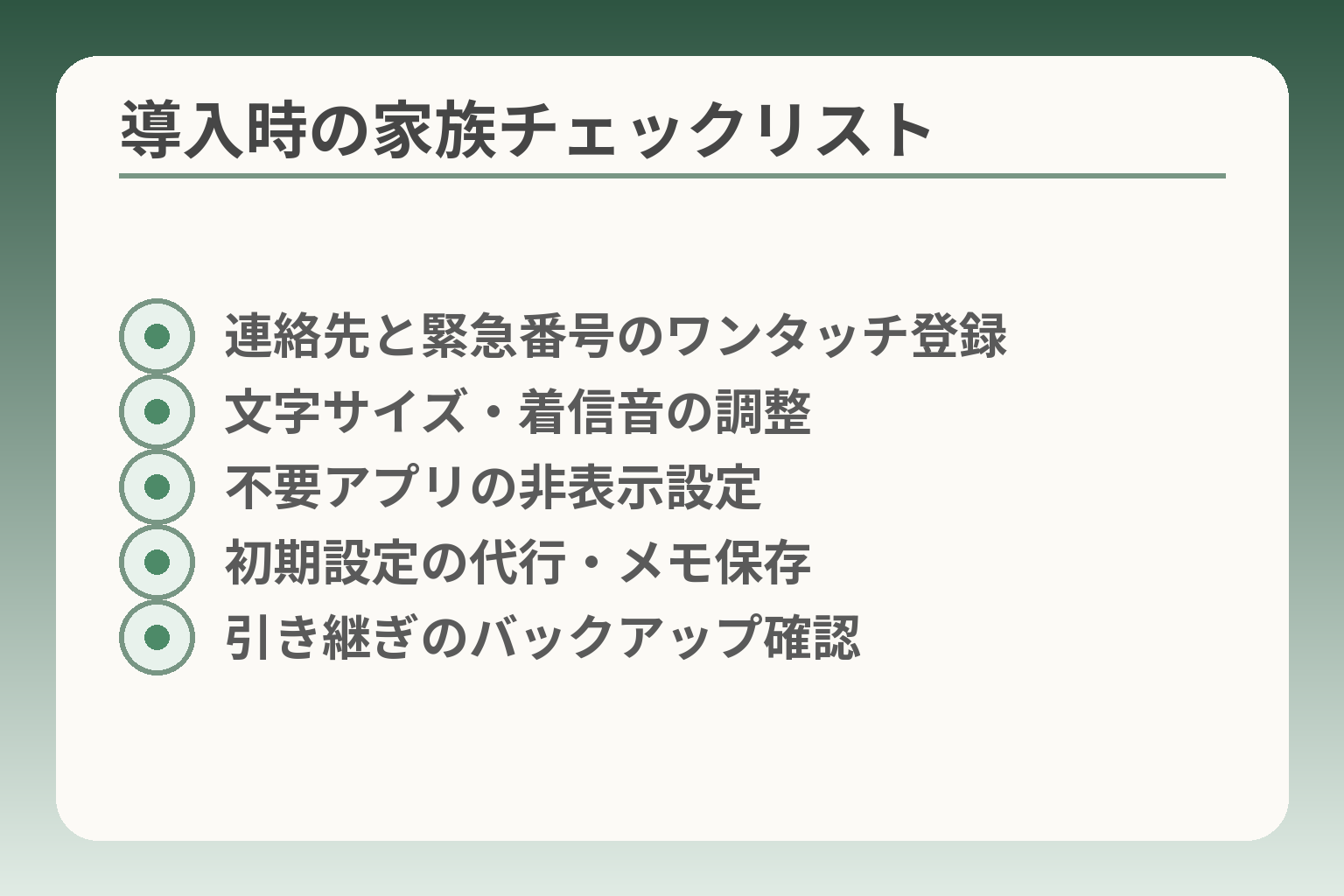 導入時の家族チェックリスト