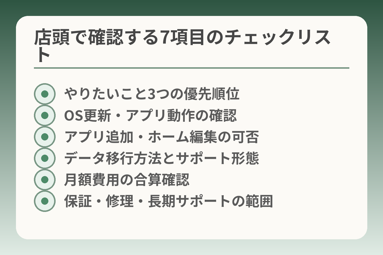 店頭で確認する7項目のチェックリスト