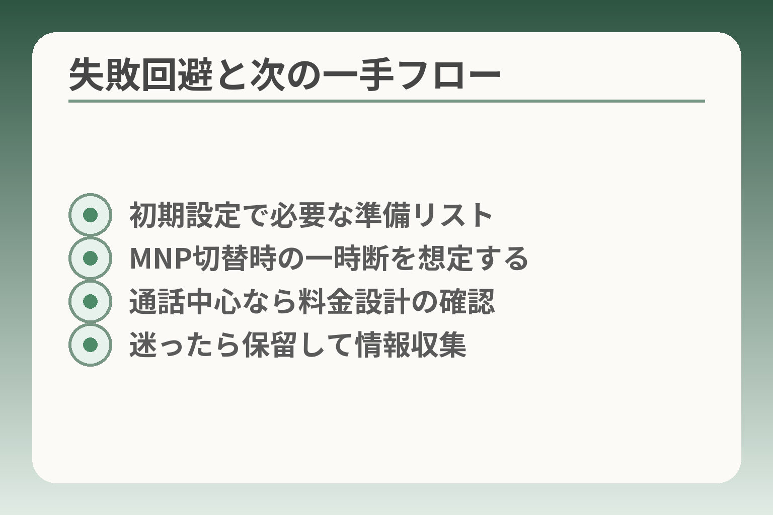 失敗回避と次の一手フロー