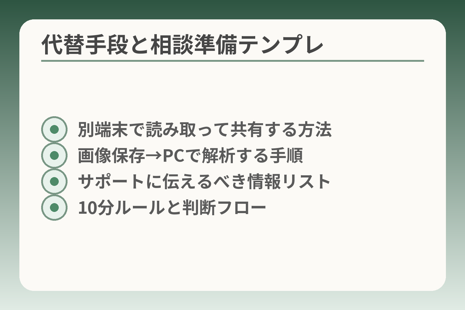 代替手段と相談準備テンプレ