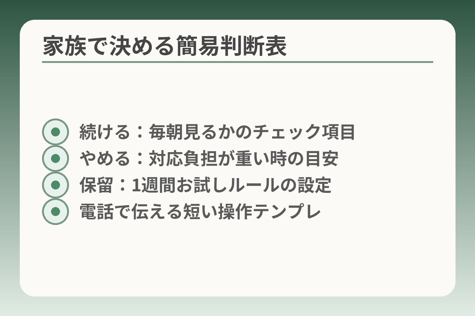 家族で決める簡易判断表