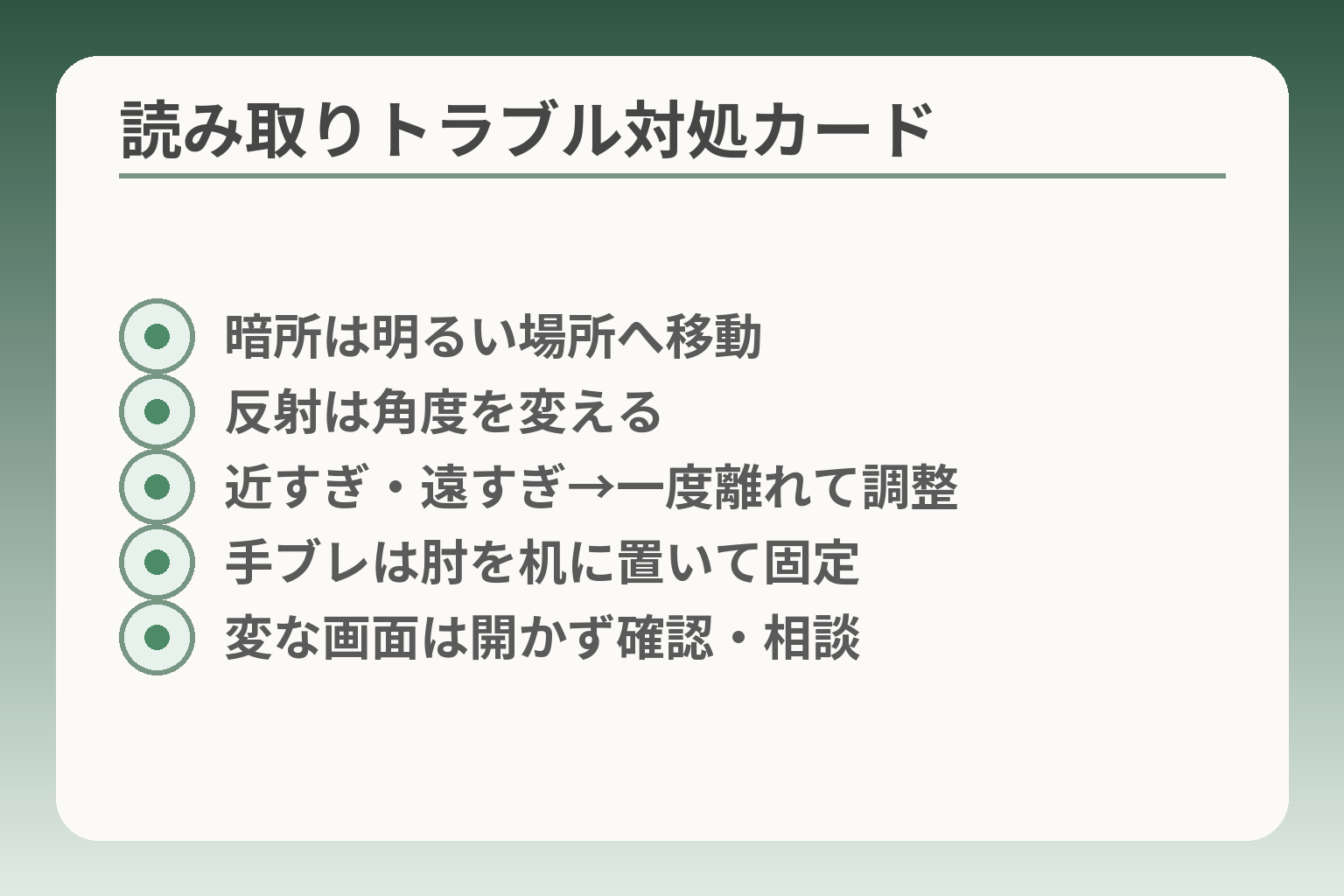 読み取りトラブル対処カード