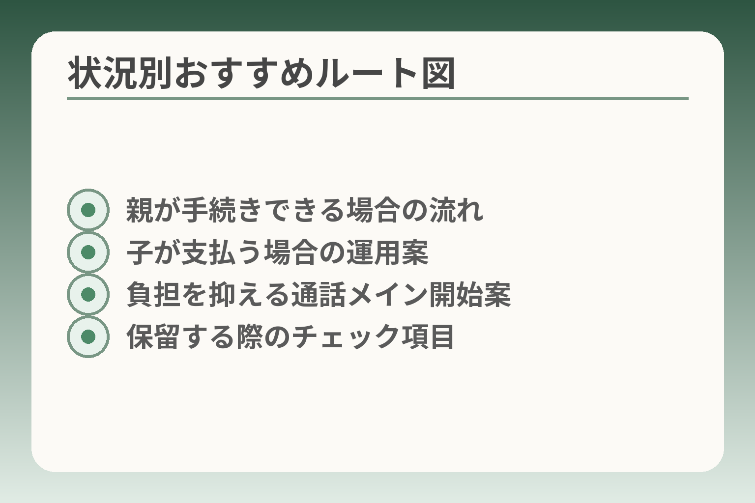 状況別おすすめルート図