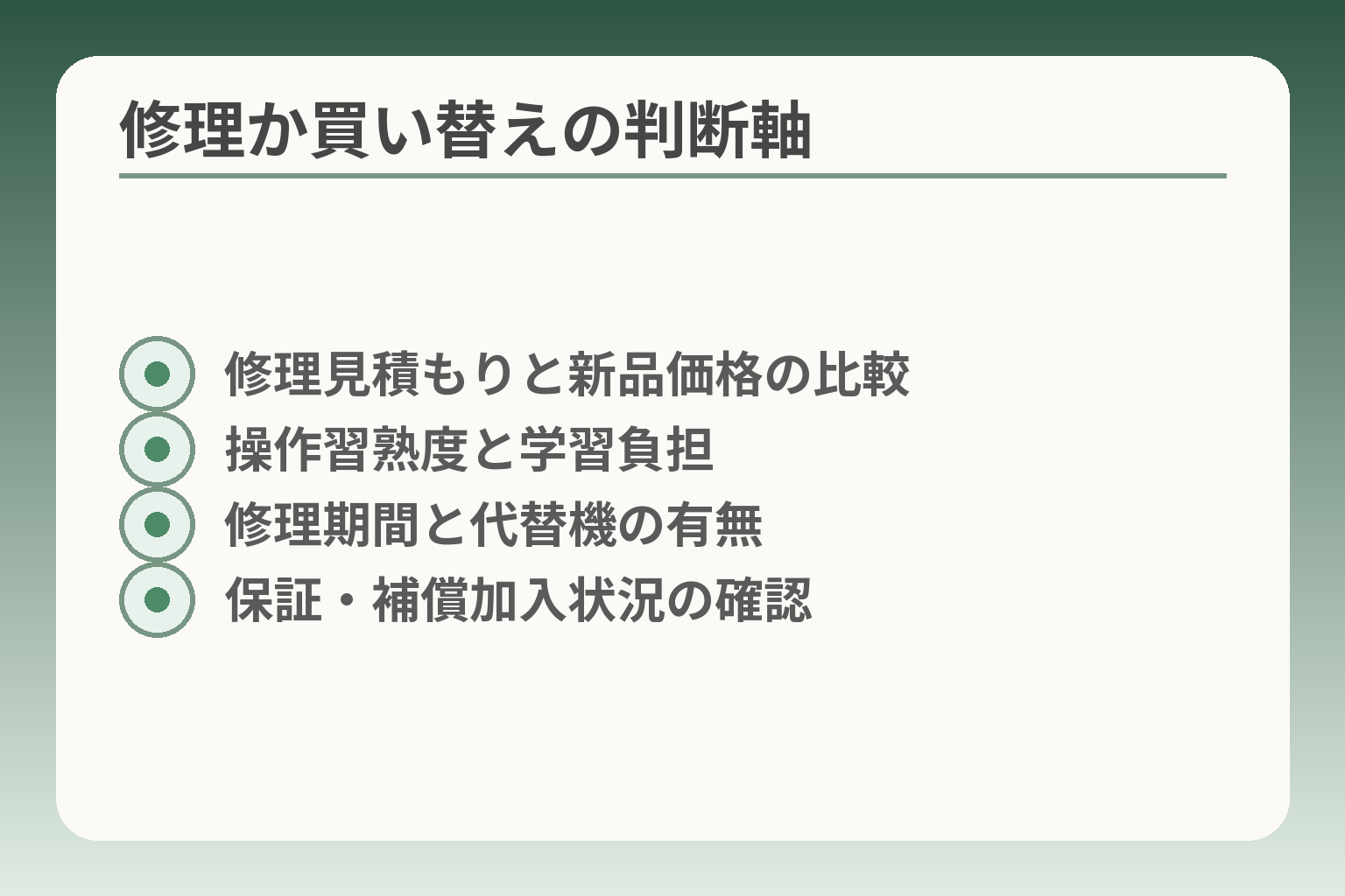 修理か買い替えの判断軸