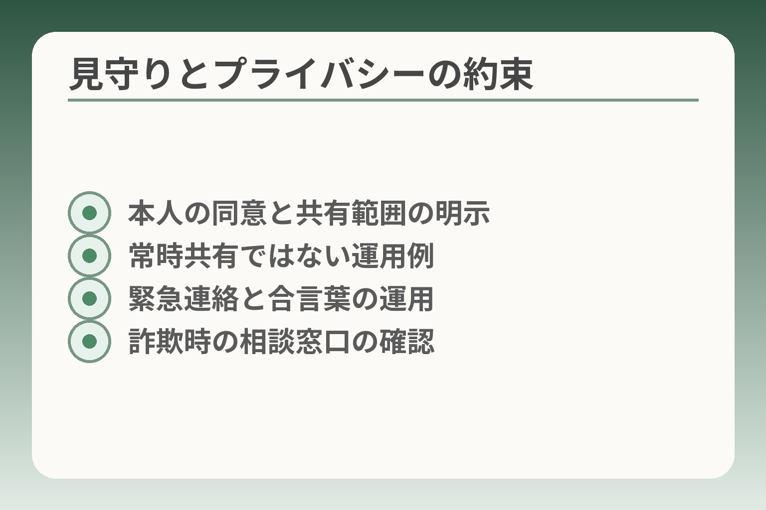 見守りとプライバシーの約束