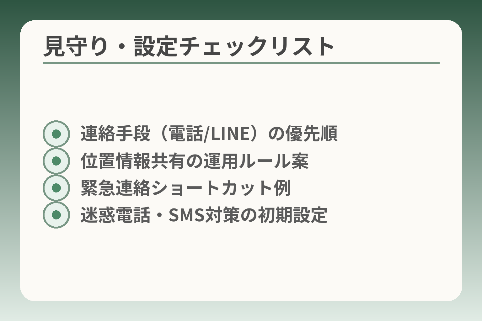 見守り・設定チェックリスト